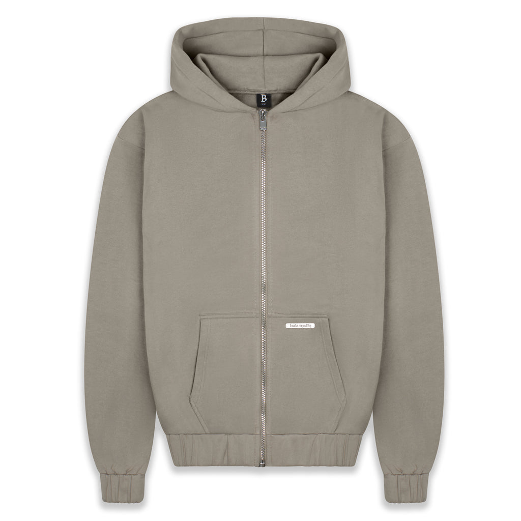 SUPER HEAVY BLANK ZIP-HOODIE STONE