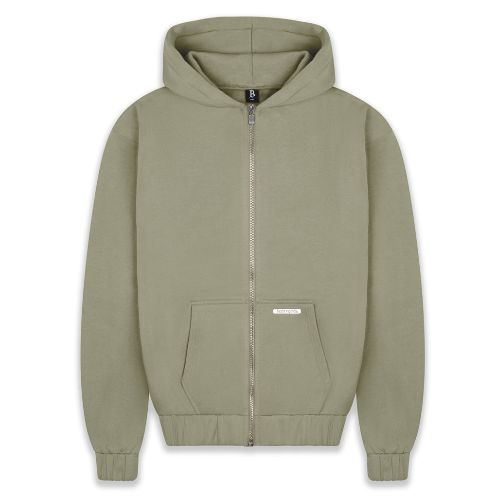 SUPER HEAVY BLANK ZIP-HOODIE OLIVE